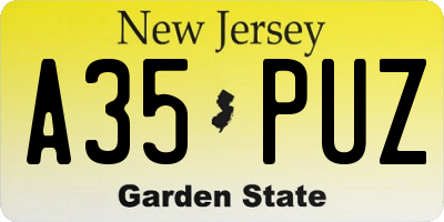NJ license plate A35PUZ