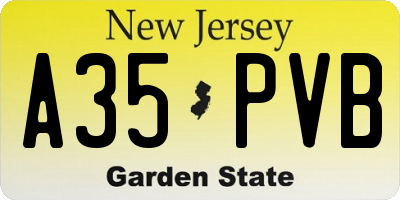 NJ license plate A35PVB