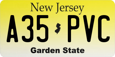 NJ license plate A35PVC