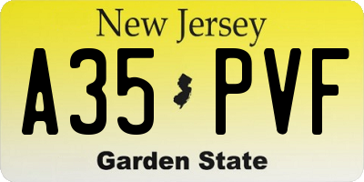 NJ license plate A35PVF