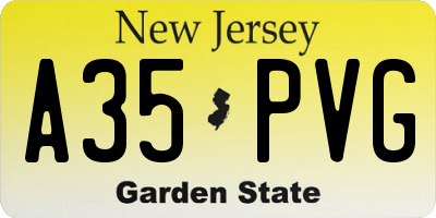 NJ license plate A35PVG