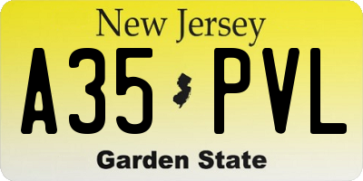 NJ license plate A35PVL