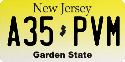 NJ license plate A35PVM