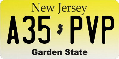 NJ license plate A35PVP