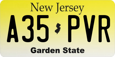 NJ license plate A35PVR