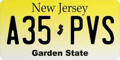 NJ license plate A35PVS