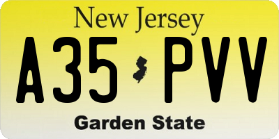 NJ license plate A35PVV