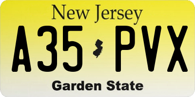 NJ license plate A35PVX