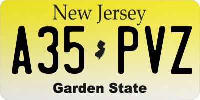NJ license plate A35PVZ