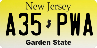 NJ license plate A35PWA
