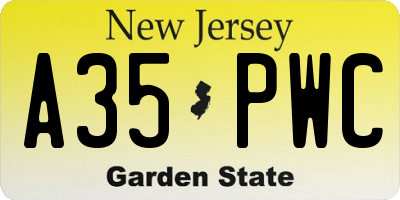NJ license plate A35PWC