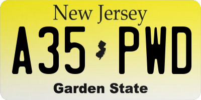 NJ license plate A35PWD