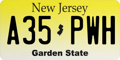 NJ license plate A35PWH