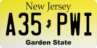 NJ license plate A35PWI