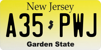 NJ license plate A35PWJ