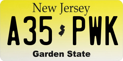 NJ license plate A35PWK