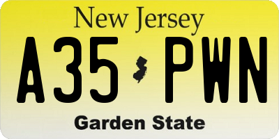 NJ license plate A35PWN