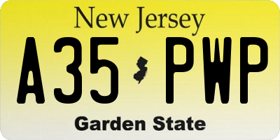 NJ license plate A35PWP
