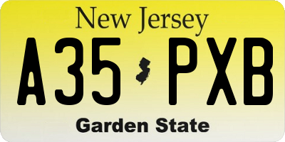 NJ license plate A35PXB