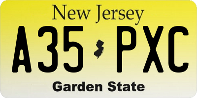 NJ license plate A35PXC