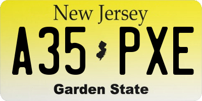 NJ license plate A35PXE