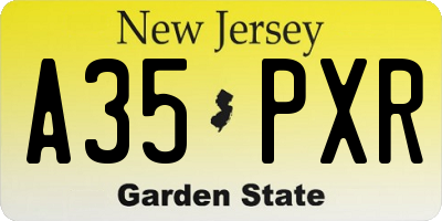 NJ license plate A35PXR