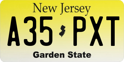 NJ license plate A35PXT