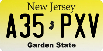 NJ license plate A35PXV