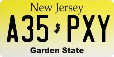 NJ license plate A35PXY