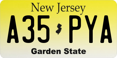 NJ license plate A35PYA