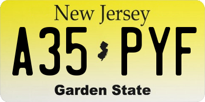 NJ license plate A35PYF