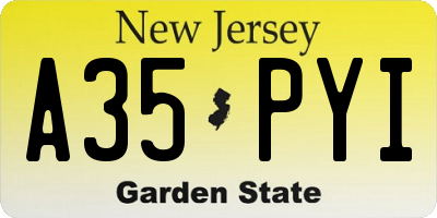 NJ license plate A35PYI