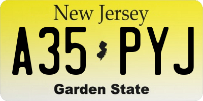 NJ license plate A35PYJ