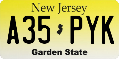 NJ license plate A35PYK