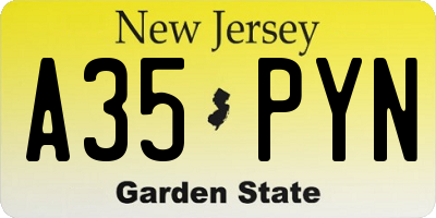 NJ license plate A35PYN
