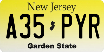 NJ license plate A35PYR