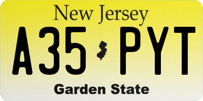 NJ license plate A35PYT