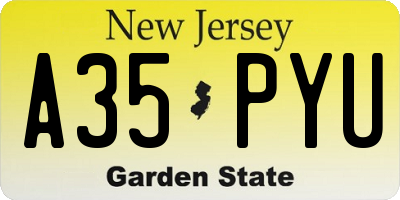 NJ license plate A35PYU