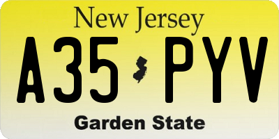 NJ license plate A35PYV