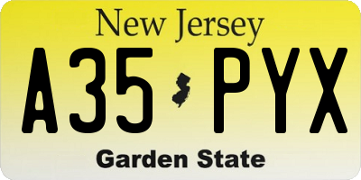 NJ license plate A35PYX