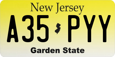 NJ license plate A35PYY