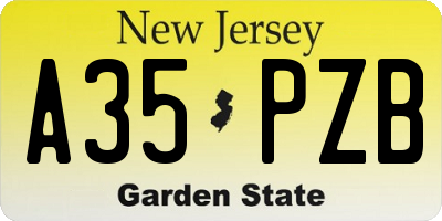 NJ license plate A35PZB
