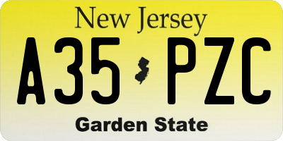 NJ license plate A35PZC
