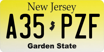 NJ license plate A35PZF