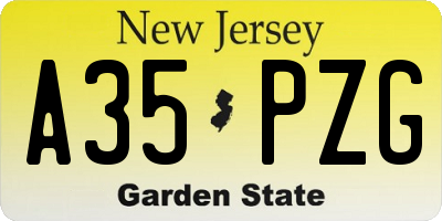NJ license plate A35PZG