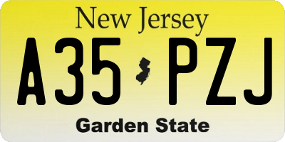 NJ license plate A35PZJ