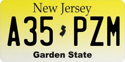 NJ license plate A35PZM