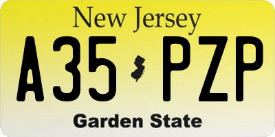 NJ license plate A35PZP