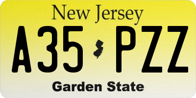 NJ license plate A35PZZ