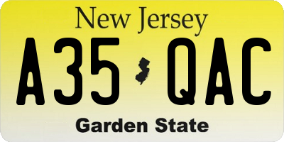 NJ license plate A35QAC